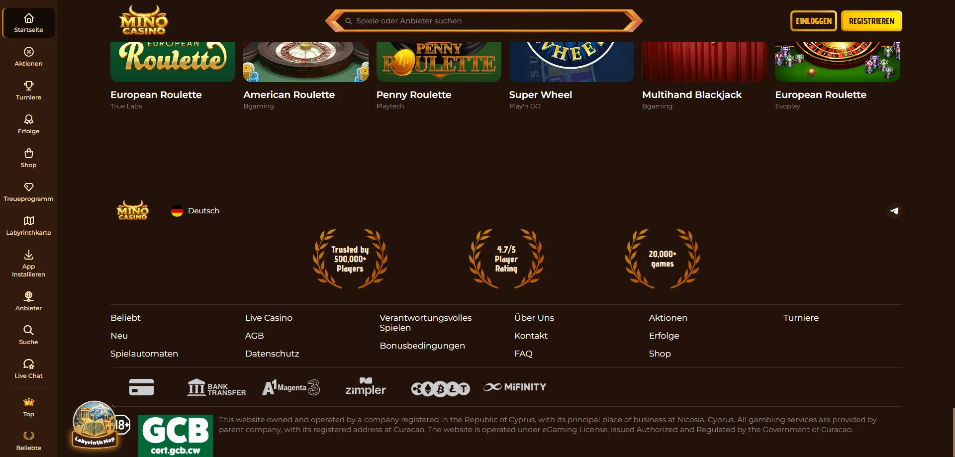 Metodi di pagamento Mino Casino — depositi e prelievi sicuri